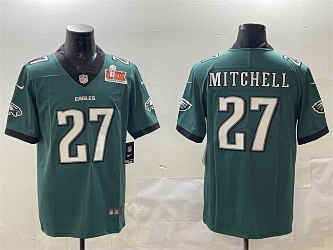 Men's Philadelphia Eagles #27 Quinyon Mitchell Green 2025 Super Bowl LIX Patch New Vapor Untouchable Limited Stitched Football Jersey Men's Philadelphia Eagles #27 Quinyon Mitchell Green 2025 Super Bowl LIX Patch New Vapor Untouchable Limited Stitched Football Jersey